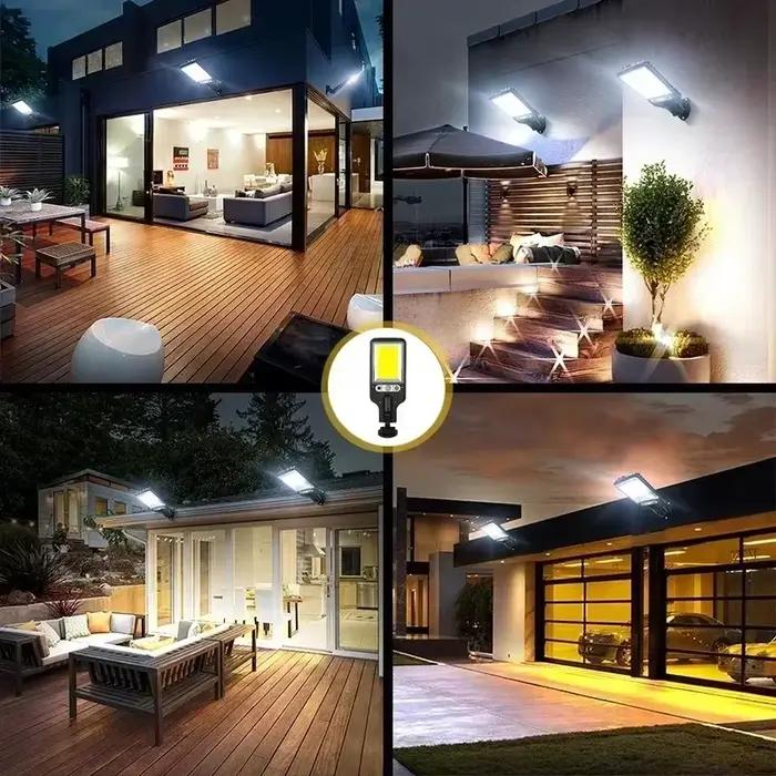 Lampadaires solaires extérieurs 108COB LED lampe murale solaire avec 3 modes d'éclairage capteur de mouvement sécurité pour jardin Patio chemin cour