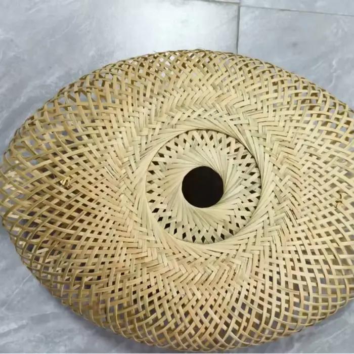 Naturel Bambou En Osier Abat Jour Tissé À La Main Rotin Lumière Couverture Double Couche Dôme Ombre Japonais Zen