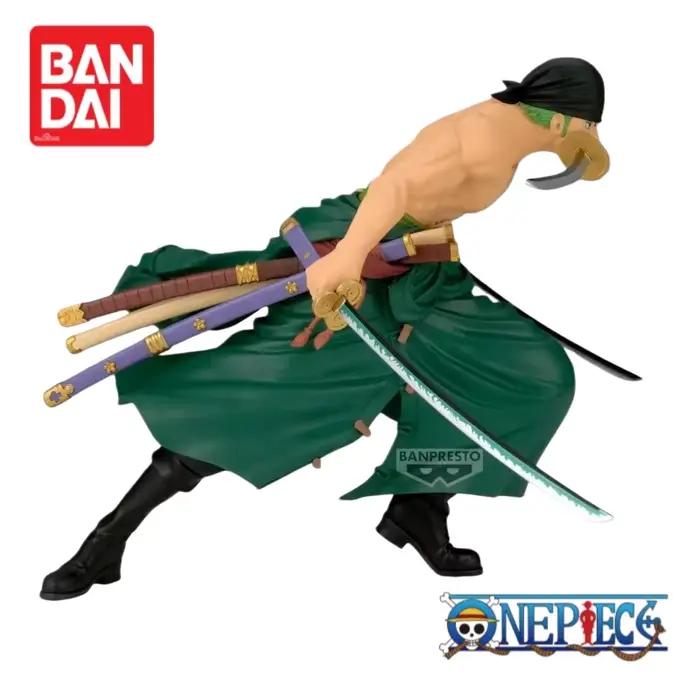 En stock, figurine d'action originale Bandai One Piece Banpresto Roronoa Zoro, modèle de figurine d'anime, ornements, 100% authentique