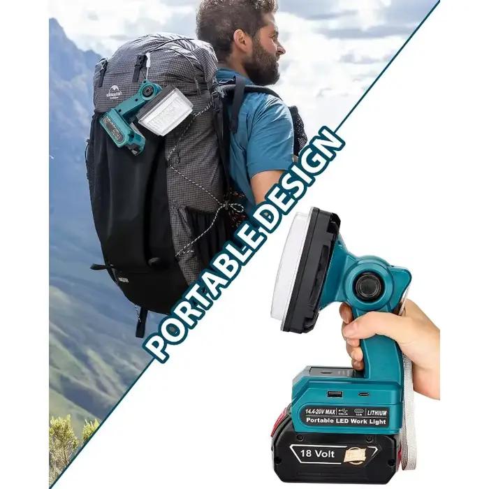 Lampe de travail portable d'extérieur à LED sans fil pour batterie Bosch 18V Li-ion, pour chantier et utilisation d'urgence avec interface USB