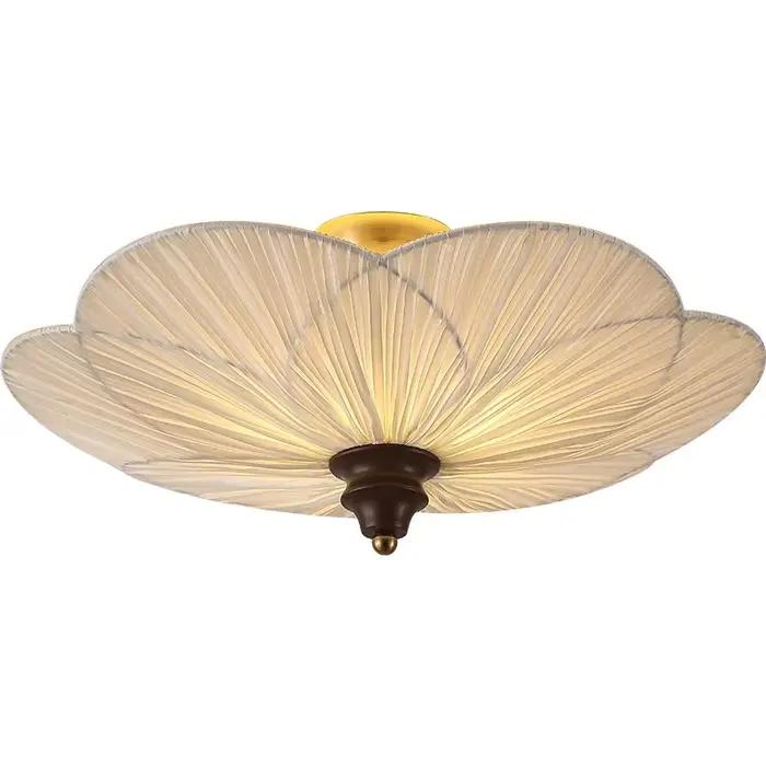 Plafonnier médiéval français abat-jour en tissu chambre fleur de prunier