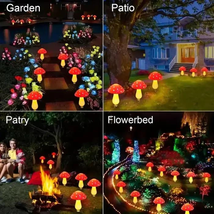 Lampes solaires LED en forme de champignons pour l'extérieur, éclairage festif de jardin, lampes solaires pour patio, mariage, Noël, Halloween, décoration