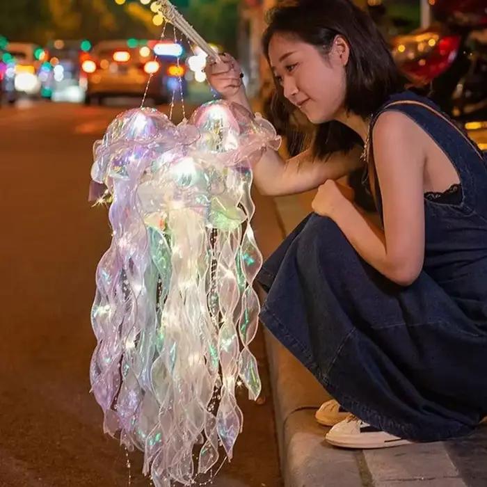 Lampe Méduse Portable Lanterne Enfant Chambre Suspendue Veilleuse Sous La Mer Coloré Sirène Océan Fête Décor À La Maison Occasions Spéciales