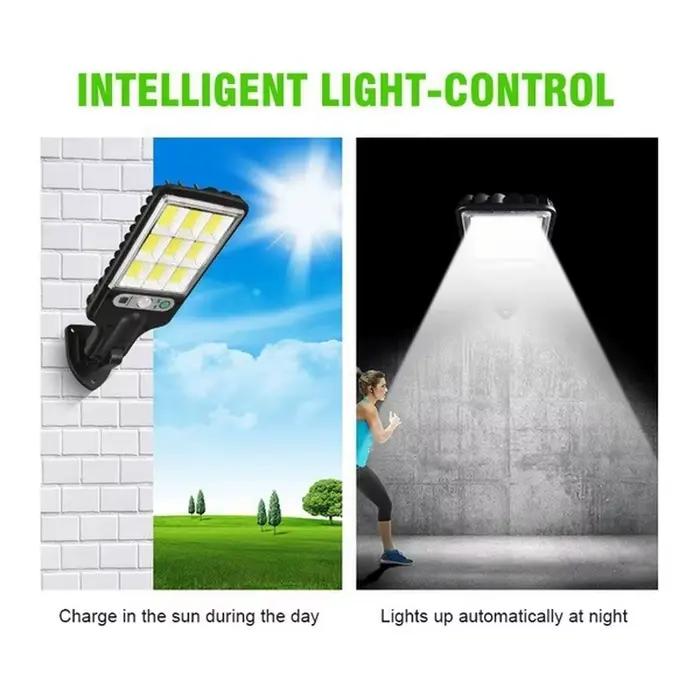 Lampadaires solaires extérieur 4500W lampe solaire avec 3 modes d'éclairage étanche PIR capteur de mouvement