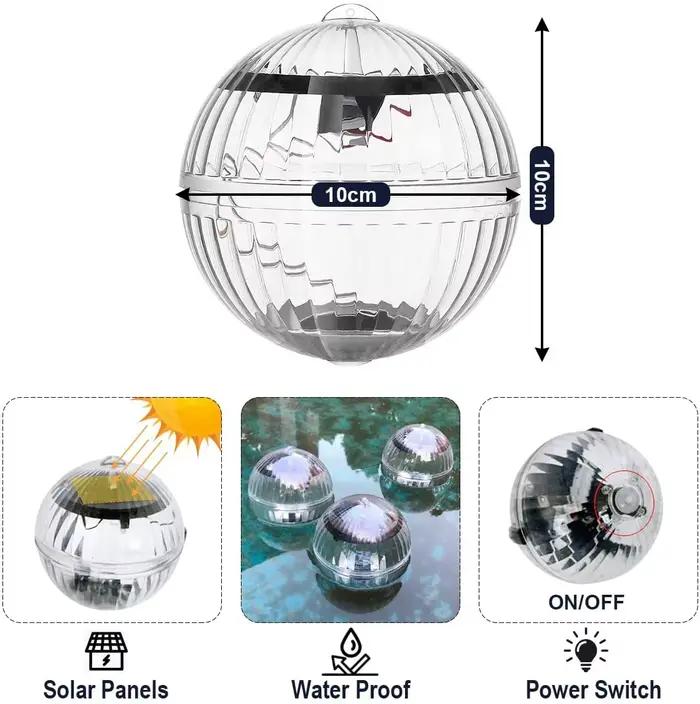 Lumières flottantes solaires piscine LED étanche énergie solaire multicolore/changement chaud lampe à dérive d'eau pour étang de réservoir de poissons