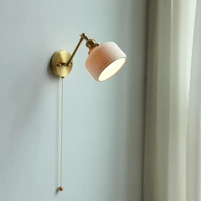 IWHD céramique nordique moderne applique à côté tirer chine interrupteur salle de bain miroir escalier lumière cuivre