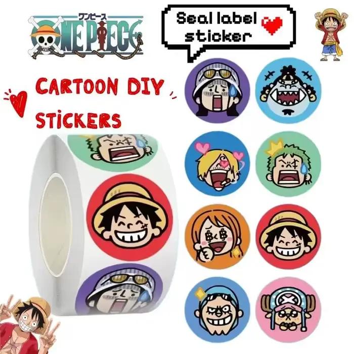 Nouvel autocollant One Piece Luffy grande tête, dessin animé, haute valeur esthétique, pour bricolage anime, étiquette de scellage ronde pour carnet, autocollant auto-adhésif