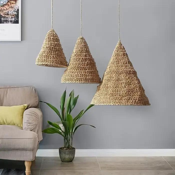 Abat-jour en corde de Jute tissé à la main