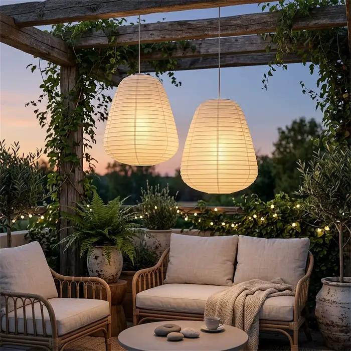 Lot de 2 abat-jour en papier de riz pour lampe suspendue
