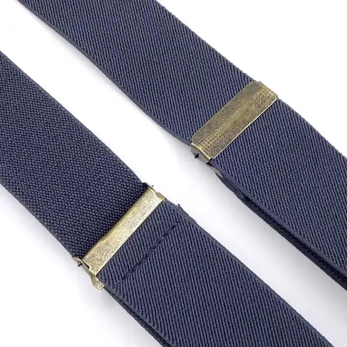 Bretelles Vintage pour hommes, travail robuste, grand, haut, 3.5cm de large, en forme de X, 4 mousquetons en Bronze, bretelles élastiques réglables pour pantalons