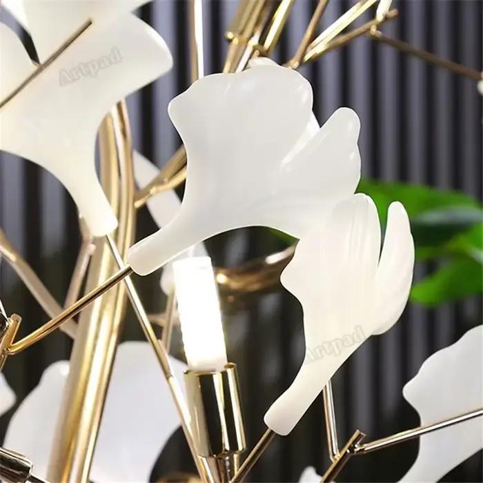 Lampe autoportante nordique moderne en forme de feuille de Ginkgo
