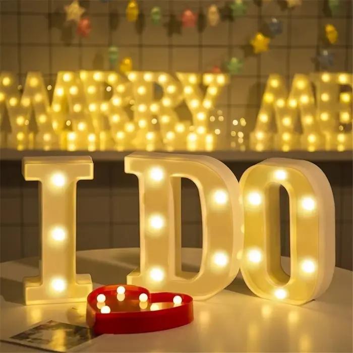 Veilleuse lumineuse avec lettres et chiffres, alphabet shoous, éclairage de décoration pour maison, mariage, anniversaire, fêtes de Noël, lumière LED personnalisable pour ambiances magiques