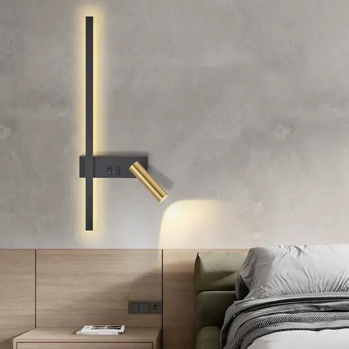 Applique nordique moderne noir et blanc minimaliste salon canapé fond mur lampe décorative lumière luxe chambre chevet