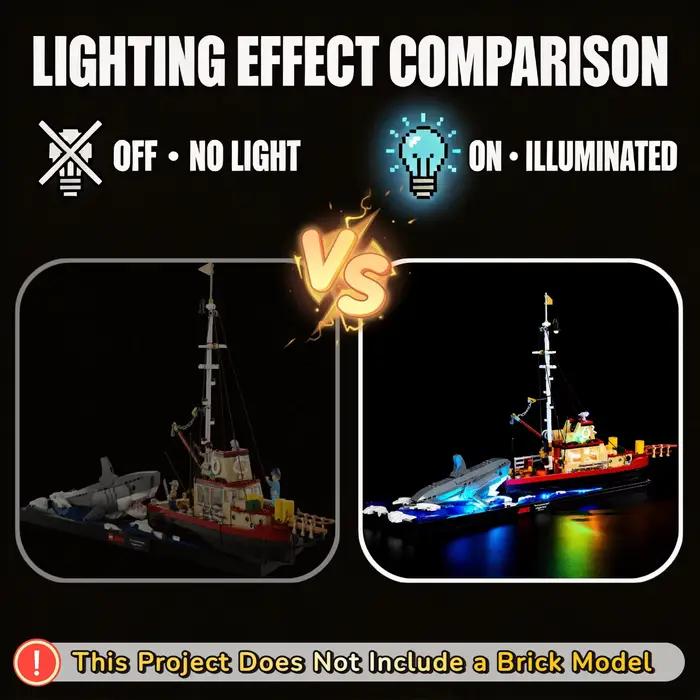 HPROSPER – éclairage LED 5V (sans modèle) pour LEGO 21350 Ideas Jaws, lampe décorative pour éclairer vos blocs de construction avec boîte à piles
