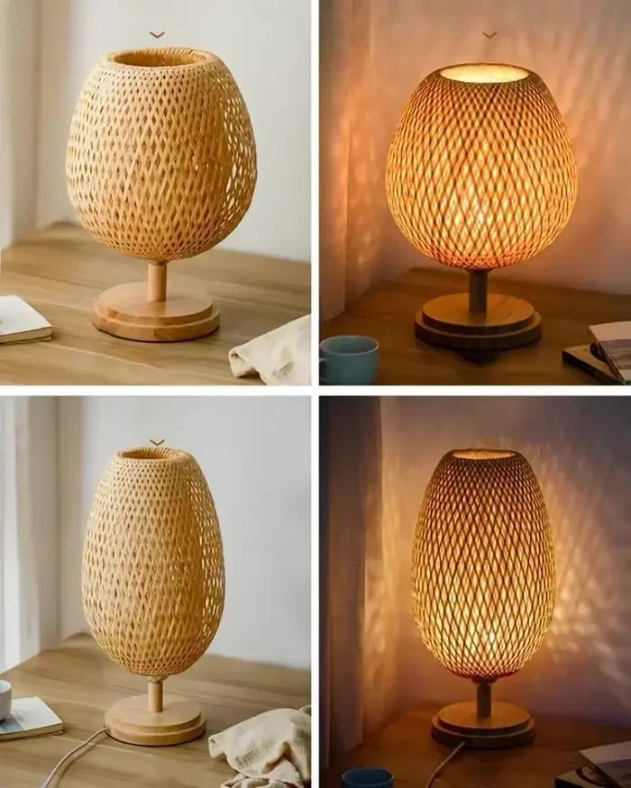 Lampe de oral et Naturelle Tissée à la Main en Rotin de Bambou