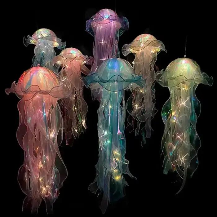 Lampe Méduse Portable Lanterne Enfant Chambre Suspendue Veilleuse Sous La Mer Coloré Sirène Océan Fête Décor À La Maison Occasions Spéciales