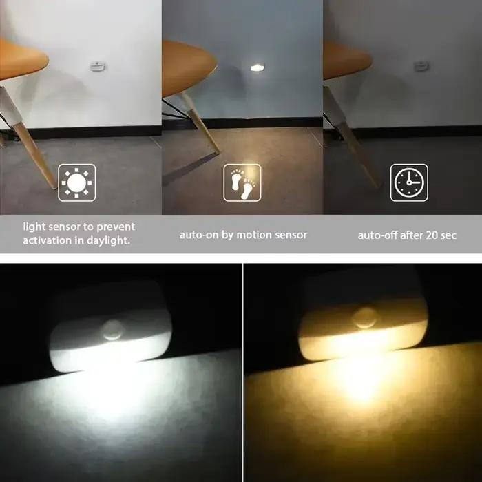 Lampe de nuit intelligente LED marche/arrêt automatique, lumière sous-meuble, capteur de mouvement PIR, cuisine, chambre à coucher, pour placard de nuit, placard, escaliers