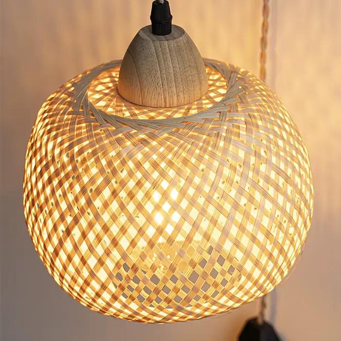Lanterne en bambou applique en rotin naturel osier E27 lustres tissé à la main