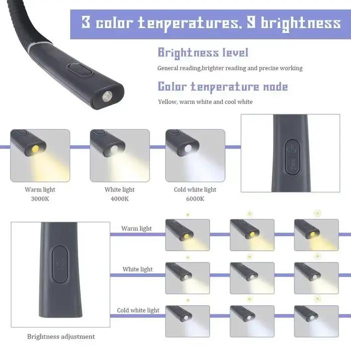 Lampe de lecture au cou nouveauté lumières de cou flexibles