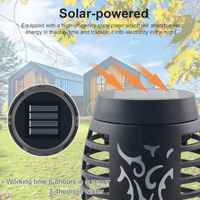 Lampe de poche solaire 12LED avec flamme clignotante, étanche, décoration extérieure, décoration solaire de noël