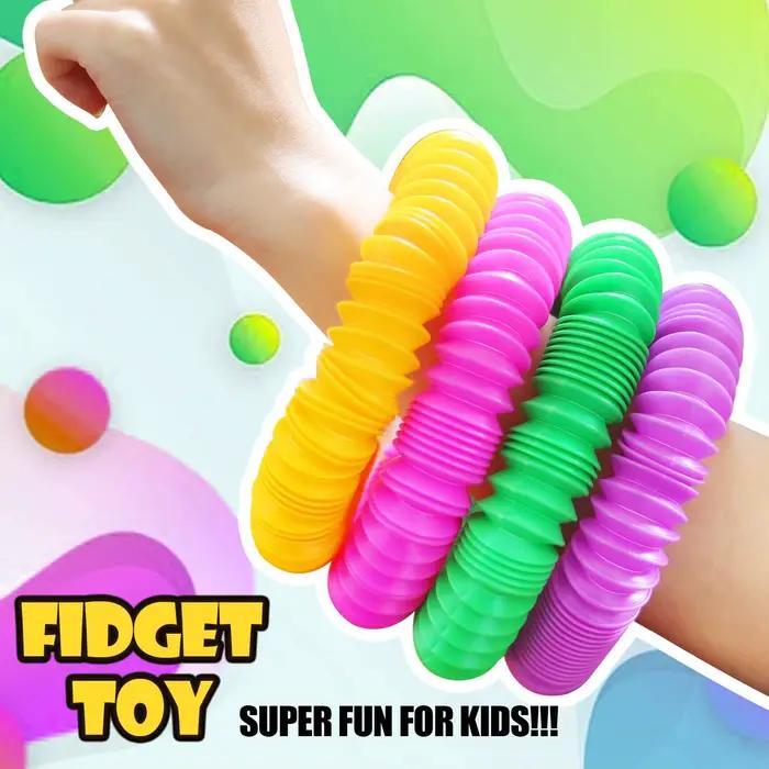 Mini jouet sensoriel Pop Tube, coloré, robuste, pour la Construction, jouets éducatifs pour le Stress, l'autisme, le tdah, 4 paquets