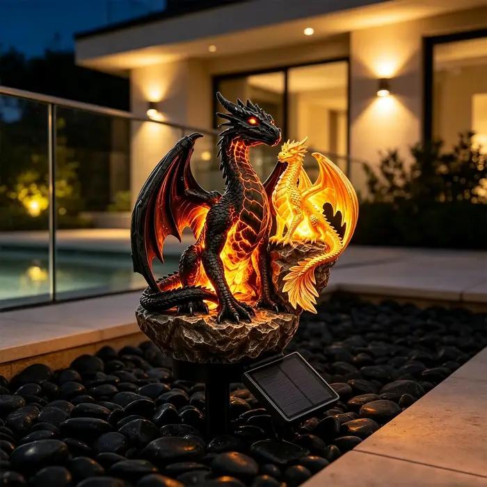 Lampes solaires Dragon pour l'extérieur, décoration de jardin, sculpture lumineuse, lampe solaire pour trottoir, pour propriétaires, jardiniers, paysagistes, allées