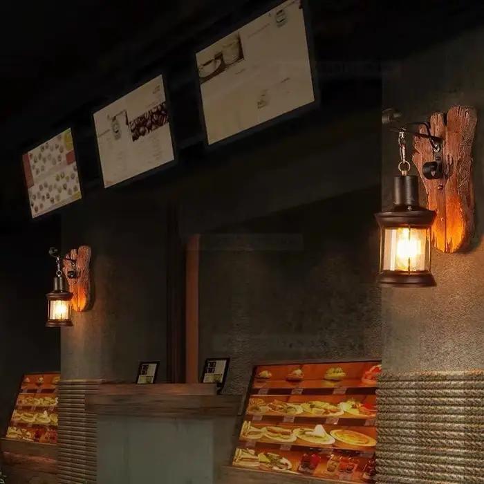Applique Murale Nordique en Bois et Fer Forgé, Luminaire Décoratif d'Nik, Style Rétro et Créatif, Idéal pour un Bar, un Restaurant ou un Salon, 73 Pièces