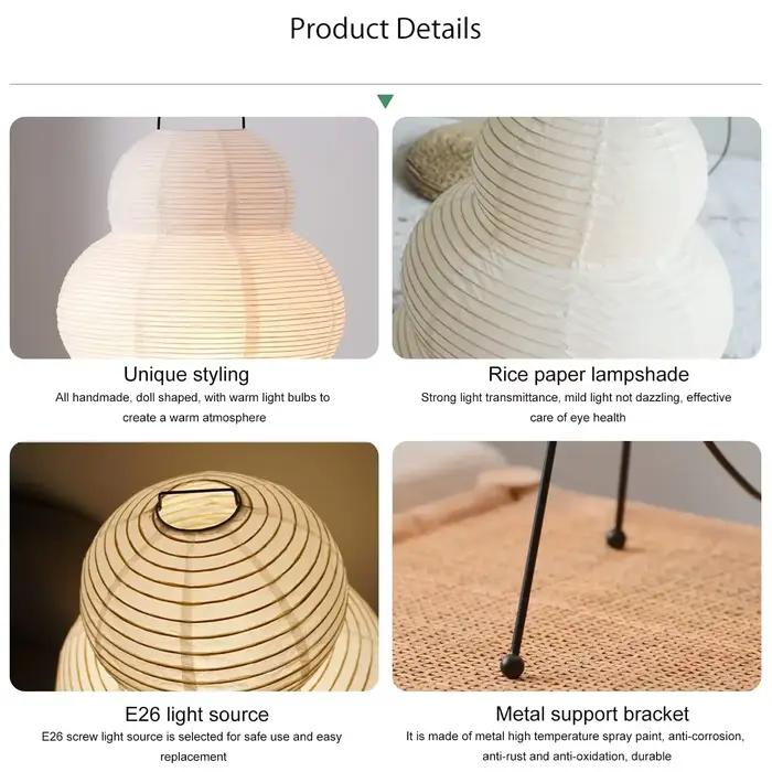 Lampe Japonaise en Papier Xuan Akari Design Moderne Originalité Table de Chevet 3 Couleurs Intensité Variable Protection des Yeux Salon Occasions Spéciales