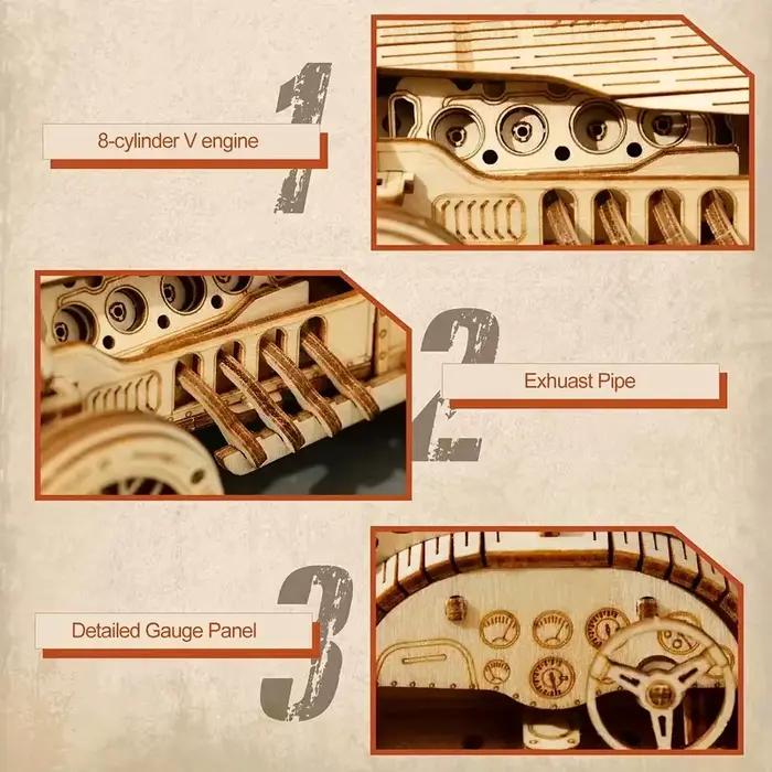 Puzzle en bois de voiture 3D, modèle à l'échelle, Kit de modèle de bricolage, cadeau artisanal, décoration de la maison, Kit de modèle mécanique, jouet de construction, anniversaire/Chri