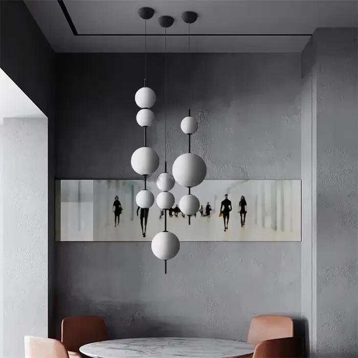 Lustre boule de verre moderne pour chambre principale, cuisine, salon, bureau, hôtel et bar - éclairage à vitrail avec interrupteur tactile - design minimaliste et ambiance personnalisable