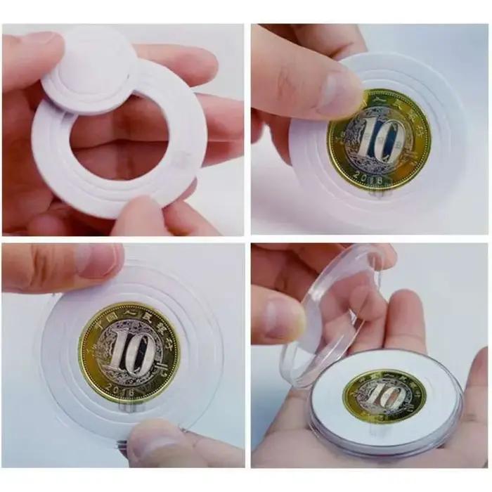 Boîte de rangement pour pièces commémoratives avec coussin de réglage, étui de collection réglable, 20mm, 25mm, 30mm, 35mm, 40mm