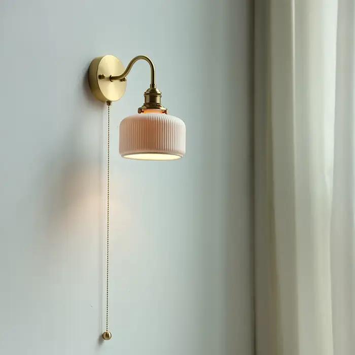 IWHD céramique nordique moderne applique à côté tirer chine interrupteur salle de bain miroir escalier lumière cuivre