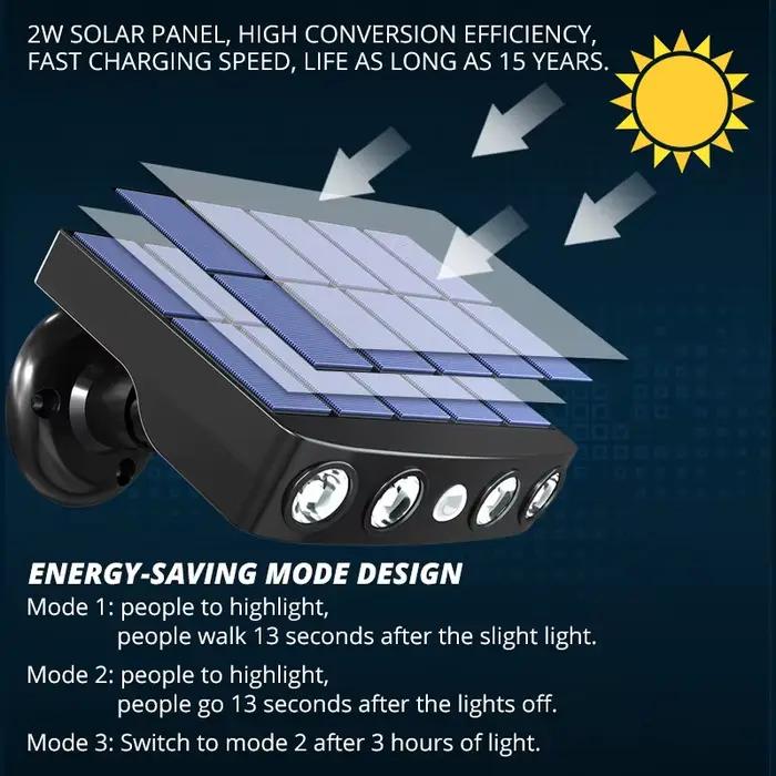 Applique murale Led puissante à énergie solaire, capteur de mouvement extérieur, étanche IP65, éclairage pour jardin, chemin, Garage, cour, lampadaires