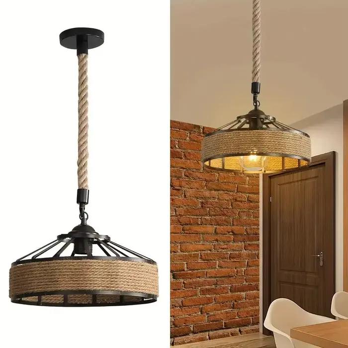 Lampe suspendue classique en corde de chanvre