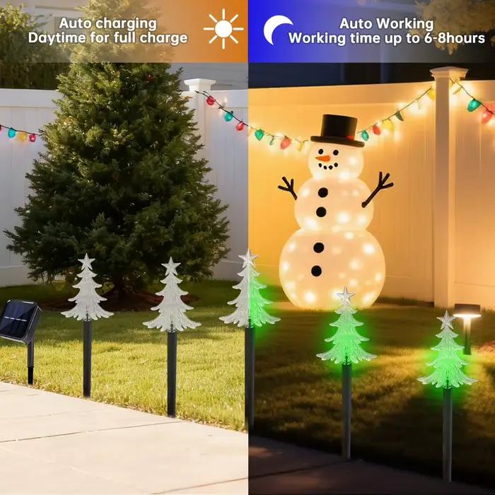 Lampe féerique étanche en forme d'arbre de pin pour extérieur, 5 pièces, art déco, solaire, 8 modes d'éclairage, décoration de jardin, patio, pelouse, vacances
