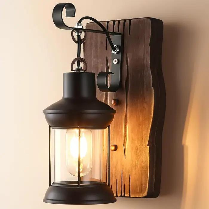 Applique Murale Industrielle Vintage en Bois