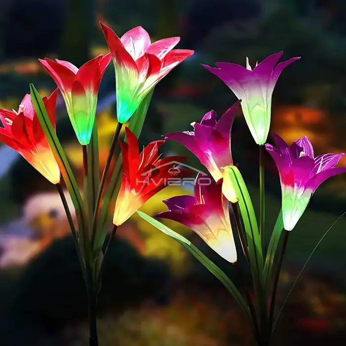Solaire extérieur LED fleur de lys lumières jardin couleur atmosphère lampe voie cour pelouse parc Villa décorative étanche