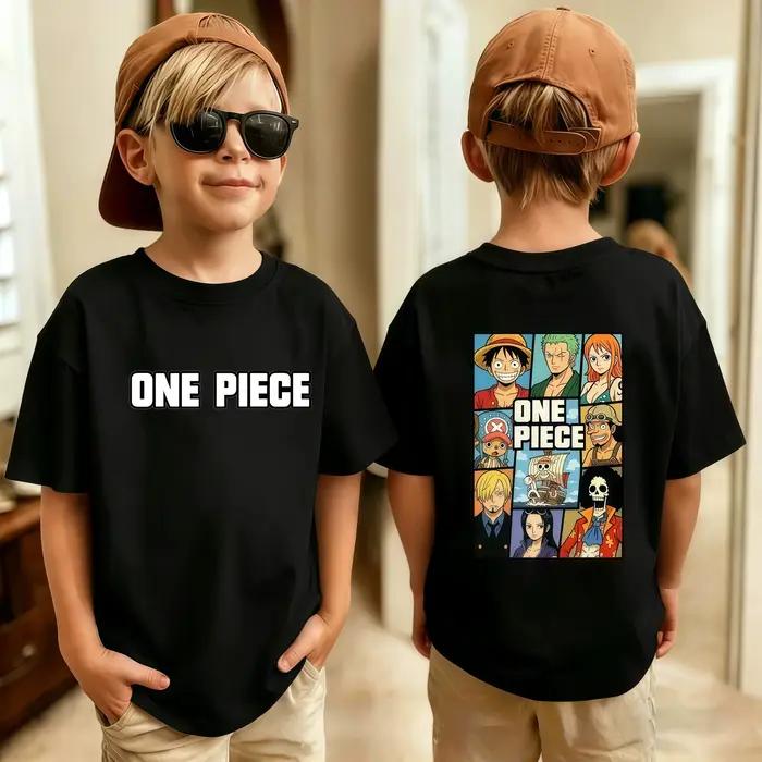 T-shirt One Piece pour garçons et filles, t-shirt d'été pour enfants, t-shirt d'anime Luffy Zoro Nami Chopper, vêtements mignons, t-shirts de dessin animé, cadeaux d'anniversaire