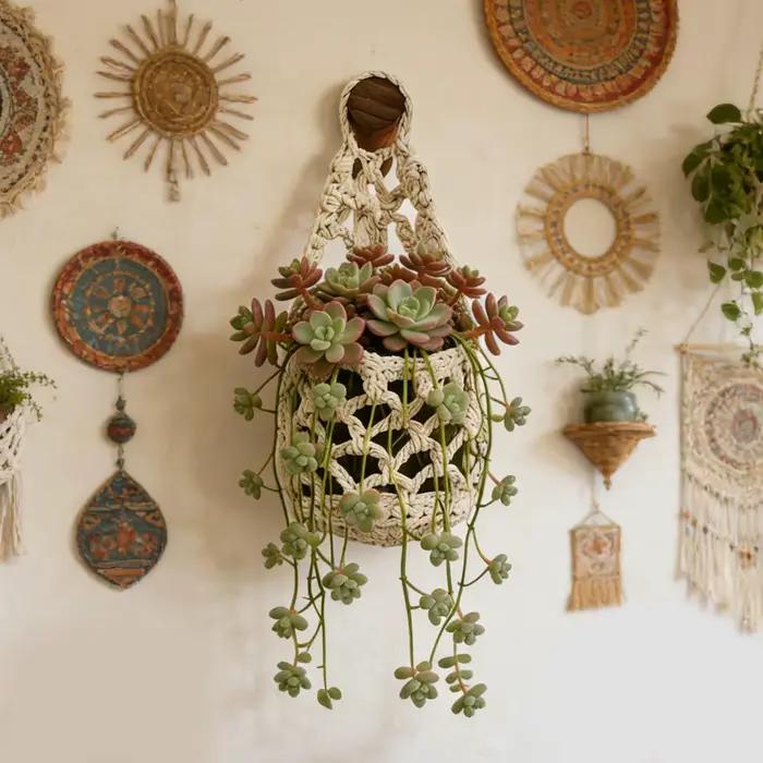 Support de plante en macramé