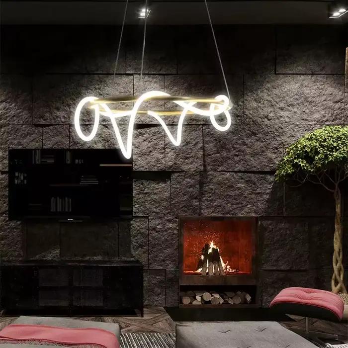 Lustre design créatif moderne éclairage Suspension Luminaire Lampen pour salon Table à manger barre lumineuse lignes