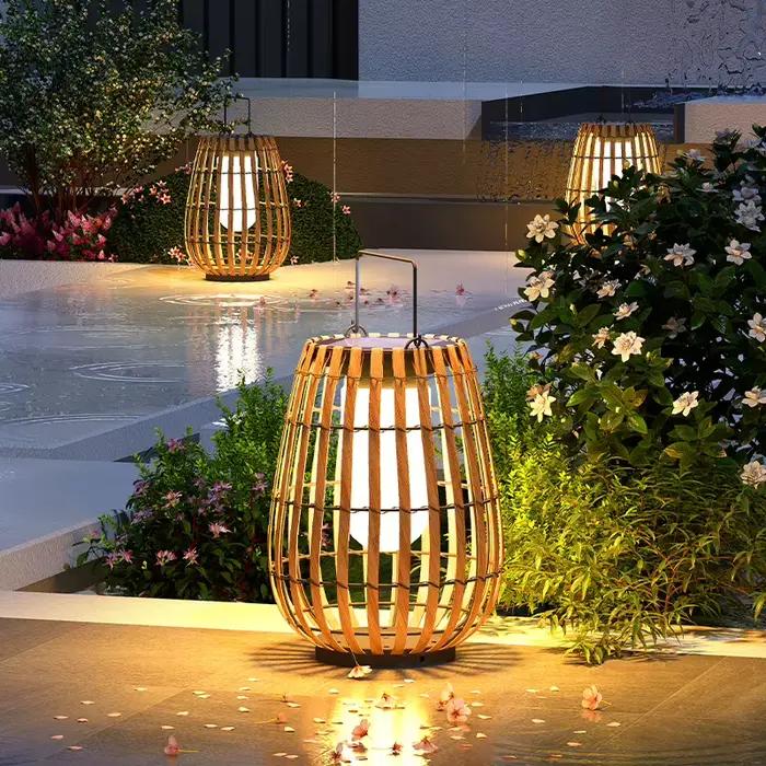 Lampes solaires LED lampadaire extérieur étanche énergie solaire Imitation rotin lampe d'ambiance décor à la maison Villa porte jardin cour