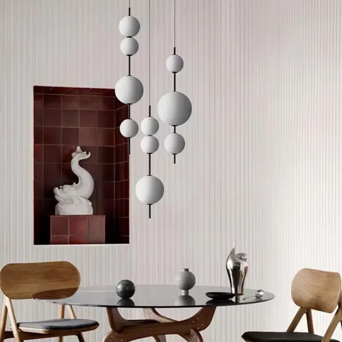 Lustre boule de verre moderne pour chambre principale, cuisine, salon, bureau, hôtel et bar - éclairage à vitrail avec interrupteur tactile - design minimaliste et ambiance personnalisable