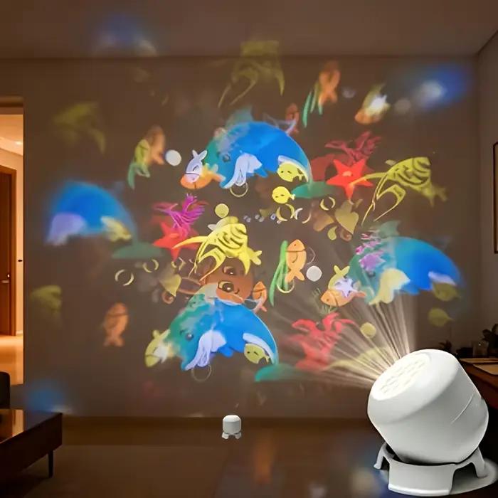 Lampe de nuit LED rotative à 360 degrés pour décoration intérieure ambiance sous-marine cadeau pour vacances et soirées familiales