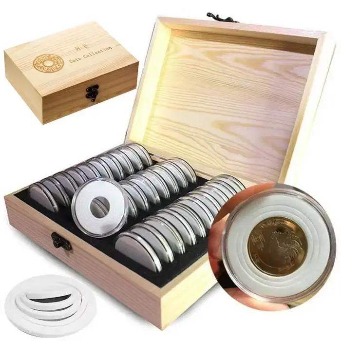 Boîte de rangement pour pièces commémoratives avec coussin de réglage, étui de collection réglable, 20mm, 25mm, 30mm, 35mm, 40mm