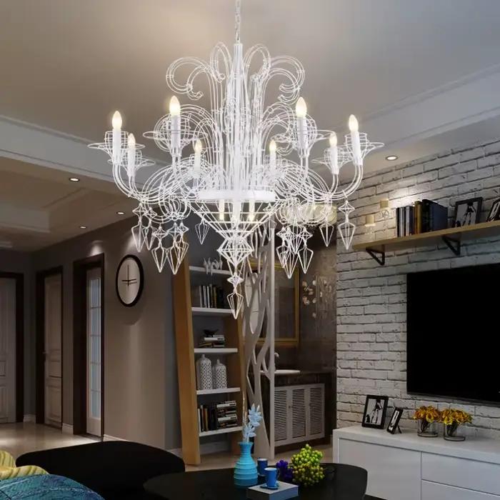 Lustre de plafond de bougie Led baroque pour salle à manger salon chambre Foyer moderne