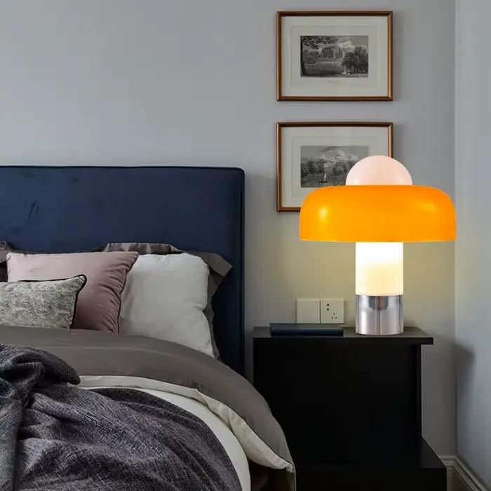 Lampe de Table moderne et Simple en forme de champignon en verre Orange italien