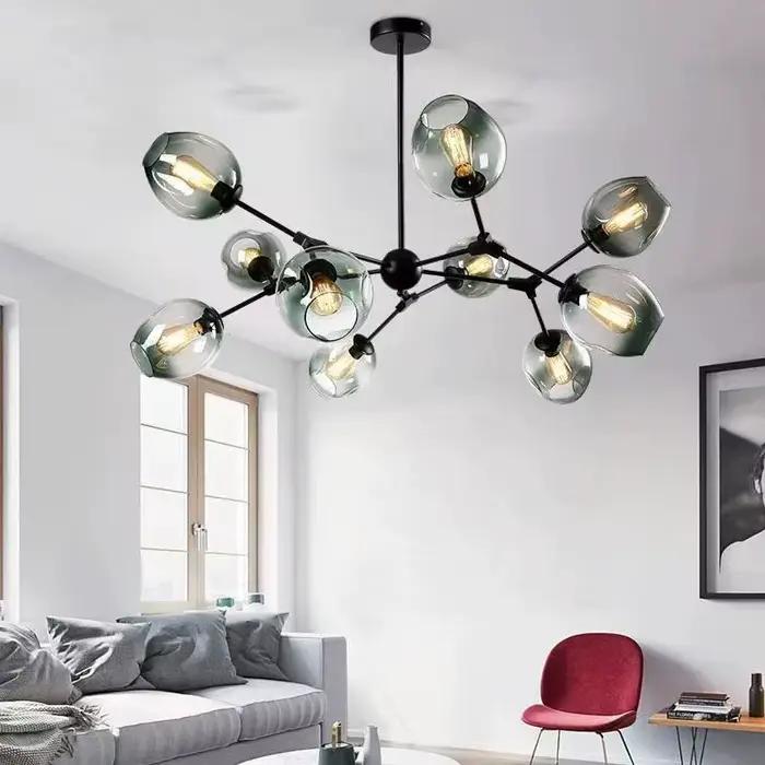 Lustre LED Nordique en Verre Moderne pour Salon Chambre Principale Restaurant Loft Suspension Décoration Intérieure