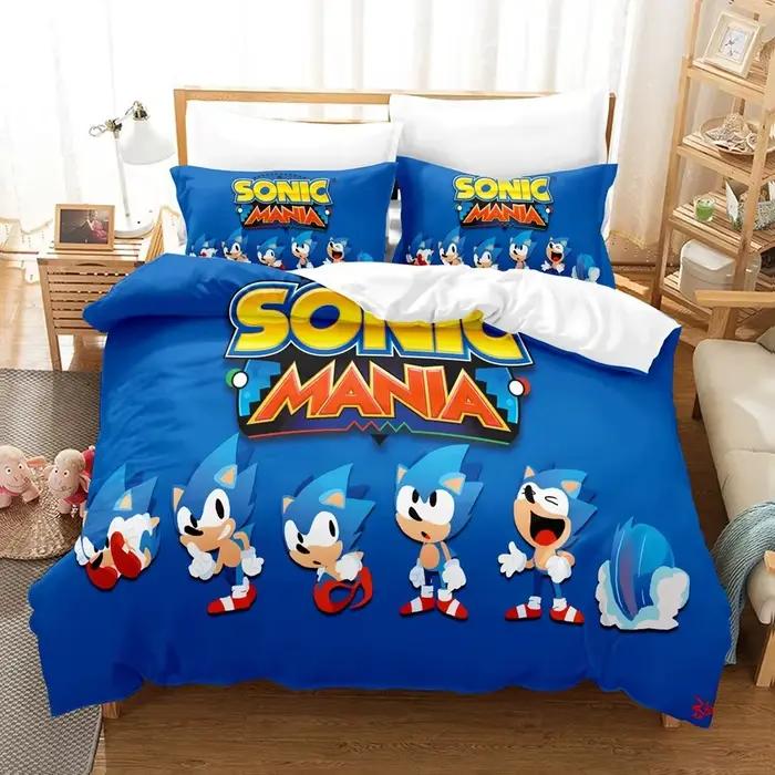 Ensemble de literie 2/3 pièces, Anime pour S-Sonic, décoration de chambre à coucher pour enfants, garçons et filles, taille simple/double/grande taille, cadeau