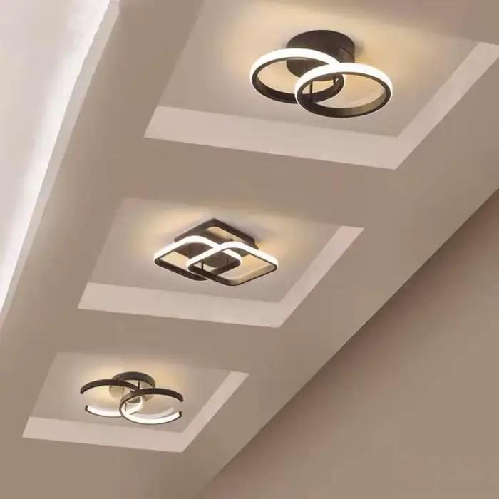 Plafond moderne à LEDs lumière 2 anneaux Design créatif plafonnier luminaires d'intérieur couloir balcon allée bureau