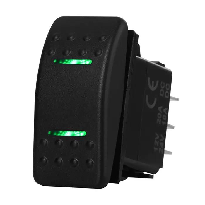 Led verte (ON)-OFF-(ON) (ON) OFF ON OFF ON interrupteur à bascule 12V 20A DPDT SPST interrupteur à bascule éclairé accessoires de bateau de voiture